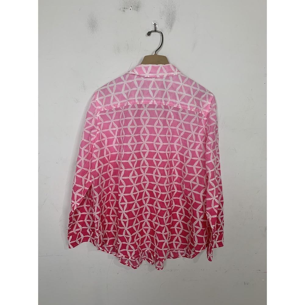 Chicos Womens Shirt 3 XL Pink Beachy Preppy Ombre Travel Cruise Summer - Picture 3 of 9